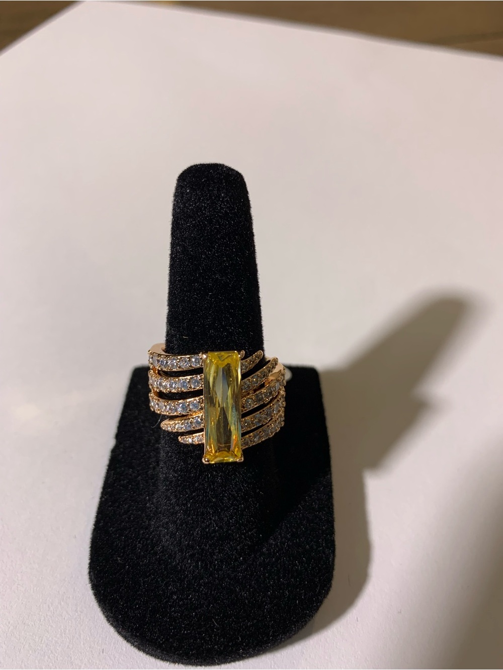 Rose Gold Lab Created Citrine Ring Size 6 New